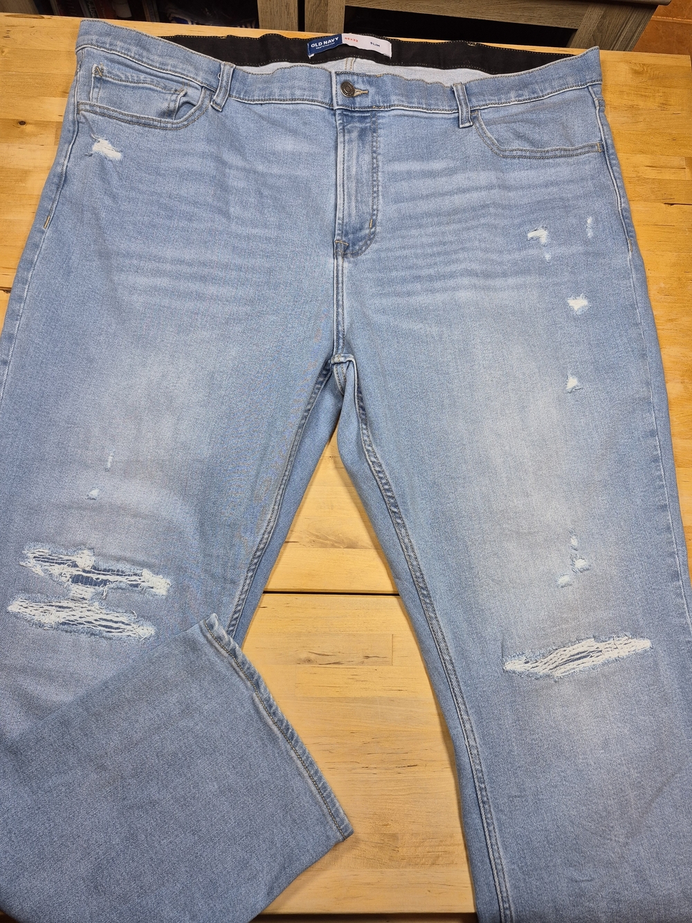 Old Navy Light Blue Slim Straight Distressed Jeans